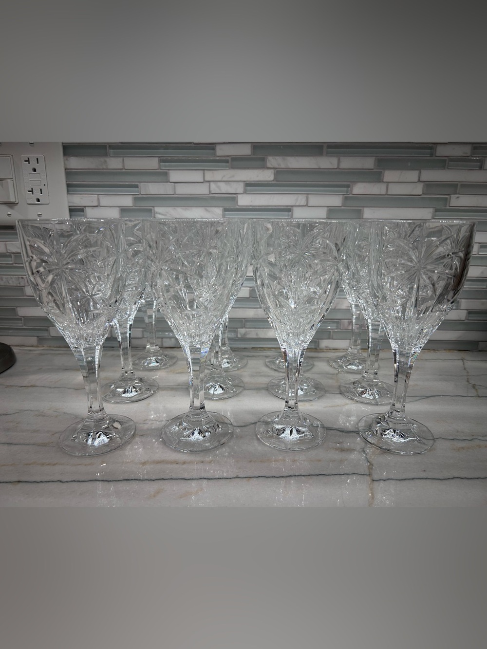 GODINGER SHANNON CRYSTAL 12 SOUTH BEACH PALM Wine Water GOBLETS
